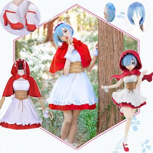 Anime Re Life Een andere wereld dan Zero Ram Rem Cosplay kostuum Little Red Ride Hood Full Set Halloween