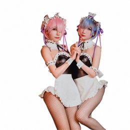Costume de Cosplay anime Re Life dans un monde différent de zéro, uniforme de demoiselle d'honneur Lolita Rem Ram apr, combinaison érotique pour fille lapin T728 #