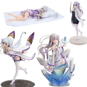 Anime Re: La vida en un mundo diferente de Zero Emilia Figura Re Zero PVC Figura de acción Juguete Chica sexy Figuras Colección Modelo Muñeca H1105