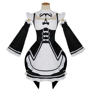 Anime Re vie dans un monde différent de zéro Ram/Rem Cosplay Costumes la tenue de femme de chambre déguisement d'halloween robe de serviteur Y0913