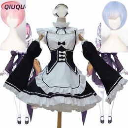 Anime Re: Nul Kara Hajimeru Isekai Seikatsu Leven In Een Andere Wereld Ram Rem Cosplay Kostuum Pruiken Maid Dr Halen Kostuum T0FQ #