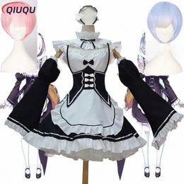 Anime Re: zéro Kara Hajimeru Isekai Seikatsu la vie dans un monde différent Ram Rem Cosplay Costume perruques femme de chambre Dr Halen Costume v05R #