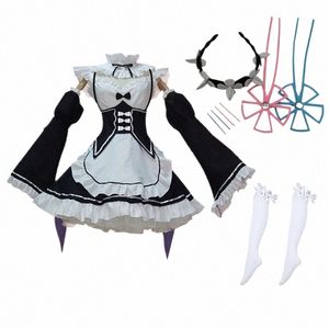 anime Re Zero Kara Hajimeru Kawaii Isekai Seikatsu Ramu RAM Remu REM Cosplay Kerstmis Dr Maid Apr Dr Outfit Uniform Set R9Vz #