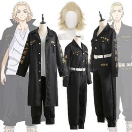 Anime Revengers Sano Manjiro Cosplay Kostuum Tokyo Manji Gang Mikey Uniform Zwarte Jas Mantel Pruik Halloween Party NIEUW