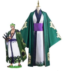Anime Roronoa Zoro Cosplay Kostuum Wano Kuni Land Kimono Robe Volledige Pak Outfits Halloween Carnaval Suitcosplay