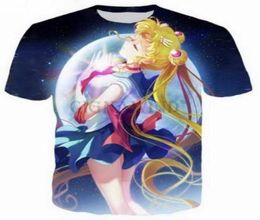 Anime Sailor Moon 3d Tshirts drôles New Fashion Menwomen 3D Personnage imprimé Tshirts T-shirt Féminine Sexy Tshirt Tee Tops Clothes195421601