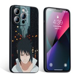 Anime Sasuke Uchiha Téléphone Case pour Apple iPhone 14 13 12 Mini 11 Pro XR XS MAX 6S 7 8 plus SE 2020 2022 5S COUVERTURE NOIR