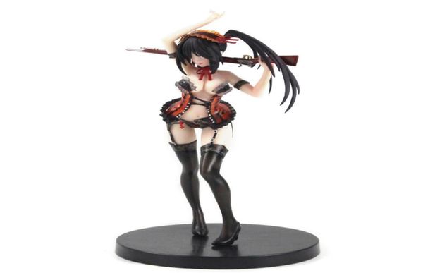 Anime Sexy Girl Date A Live Tokisaki Kurumi Lingerie Pistol Black Underwaist Ver PVC Action figure Figure Toy Model Doll X05035674796