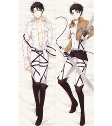 Anime Shingeki no Kyojin Attack on Titan Eren Jaeger Ackerman Levi Rival Dakimakura funda de almohada abrazando cuerpo funda de almohada AK01P 208673036