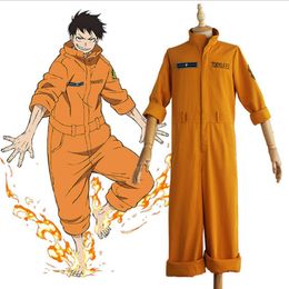 Anime Shinra Kusakabe Cosplay Kostuum Jassen Rompertjes Fire Force Enen geen Shouboutai Brandweer Asa Boiru Uniform Mannen Women256T