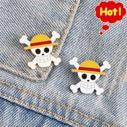 Anime skeletbroche piraten schedel email pins cosplay badge backpack doek denim revers pin sieraden cadeau stripverhaal producten