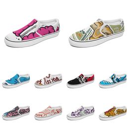 Anime Slip on Custom Women Chaussures Men Canvas Cartoon Animal Design DIY MOT BLANC BLANC BLUE RED EN OUTDOOOR MENSE TRACER WO CARTO S S E BDF S