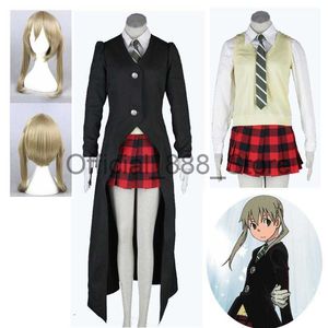 Anime Soul Eater Maka Albarn Cosplay Costume Femmes Fille Jupe Uniforme Halloween Carnaval Fête Perruque Vestes Cravate Blanc x0830