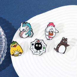 Anime Eggette Eggette Hakuryu Away Brooch Kawaii Émorances en émail cadeaux pour Miyazaki-Hayao Fans hommes femmes bijoux Badge épingle