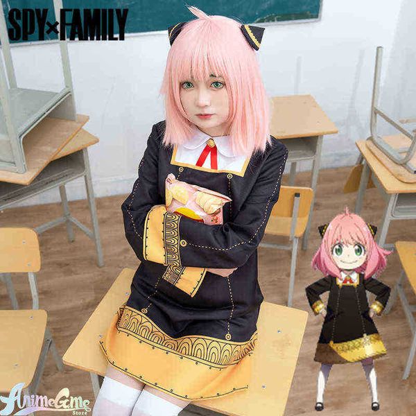 Anime Spy X Famille Anya Faux Cosplay Costume Enfants Adultes Robe Noire Kawaii Fille Femmes Uniforme Rose Perruque Partie Jeu De Rôle Tenue J220720