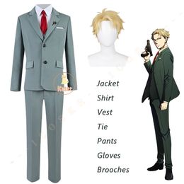 Anime Spy X Family Loid Forger Disfraz de cosplay Traje verde claro Peluca rubia corta Traje de crepúsculo Camisa Corbata Ropa de hombre Halloween 220812