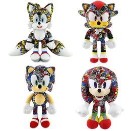 Anime peluche animaux jouet mignon 2023 nouveau imprimé hérisson poupée enfants compagnon de jeu décoration de la maison garçons filles anniversaire fête des enfants noël 4 style 30 cm