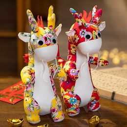 Anime peluche animaux en peluche jouet mignon nouvelle année imprimée du dragon mascotte poupée enfants compagnon de jeu décoration de la maison garçons filles anniversaire noël 5 style 28 cm DHL