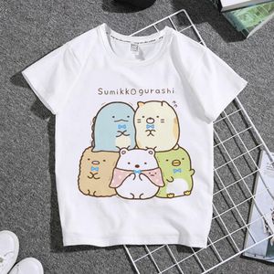 Anime Sumikko Print White Kid T shirt Children Japan Comic Manga Sumikkogurashi Tops Summer Little Baby Clothes Drop Ship 220620