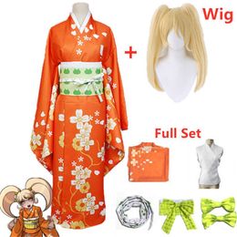 Anime super danganronpa 2 hiyoko saionji kimono cosplay costume adulte femme orange robe kimono halloween vêtements kostuums q0821 280j