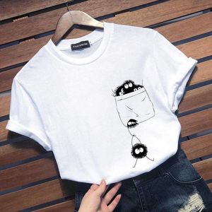 Anime Tees Ghibli Totoro Dust Bunny Manga corta para mujer Casual Harajuku Camiseta gráfica Camiseta de las mujeres X0527