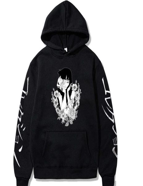 Anime The Junji Ito Collection Tomie Sudaderas con capucha Hombres Moda Japón Manga Flor y niña Impreso Harajuku Invierno Sudadera casual G109573859