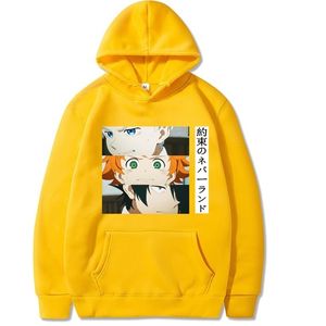 Anime The Promised Neverland Emma Eyes Sudaderas con capucha Moda Hombres Mujeres Sudaderas Casual Con Capucha Harajuku Nuevos Deportes Sudadera Con Capucha Y0809