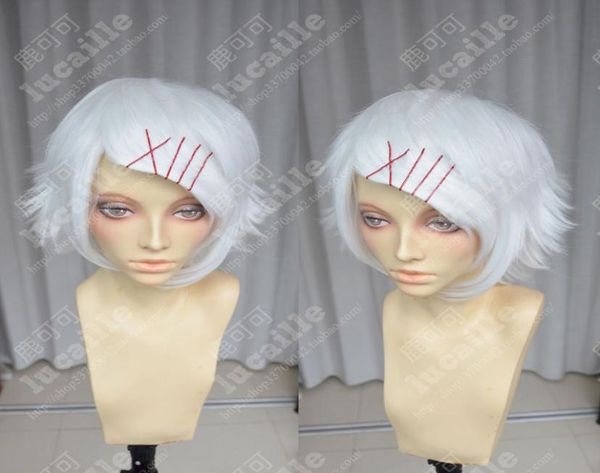 Anime Tokyo Ghoul Juzo Suzuya Juuzou Peluca de cosplay blanca pura 5 horquillas rojas2188307