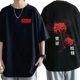 Anime Tokio Ghoul Spider Lily Camiseta Menores Mujeres Cool Kane Kiken Camisetas de estampado gráfico de gran tamaño parejas de parejas 240320