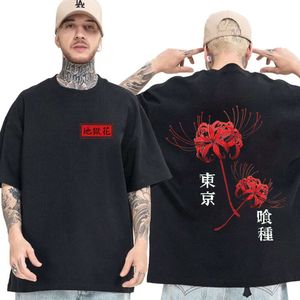 Anime Tokyo Ghoul Spider Lily T-Shirt Men Women Cool Kane Kiken Grafische print T-shirts Oversized Streetwear Paren T-shirt M521 22