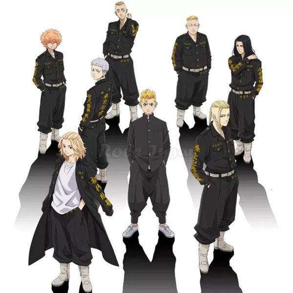 Anime Tokyo Revengers Cosplay Costume Halloween fête hommes femmes noir broderie manteau pantalon + ceinture uniforme tenue S-2XL C95M244