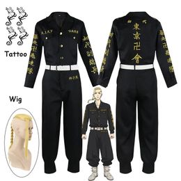 Anime Tokyo Revengers Ken Ryuguji Cosplay Costume Draken broderie noir uniforme ceinture Halloween fête pour hommes femmes 240229