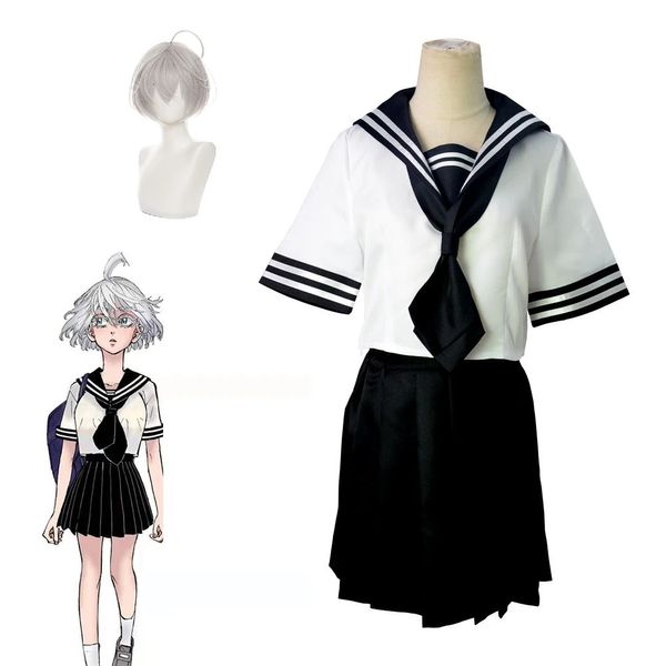 Anime Tokyo Revengers Senju Kawaragi Cosplay disfraz traje de marinero uniforme blanco negro Halloween juego de rol falda de niña 240229