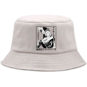 Anime Tokyo Revengers Sombrero de verano Mikey Draken Gráfico Mujeres Hombres Panama Bucket hat El diseño Visera plana Harajuku Fisherman Hat Y220301