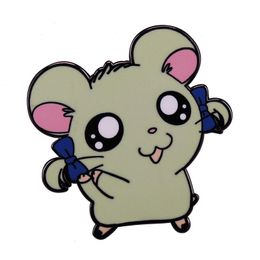 Anime draven hamtaro hamster emailbroche schattige hamster bijou revers pins voor kinderen badge sieraden accessoires cadeau s1000