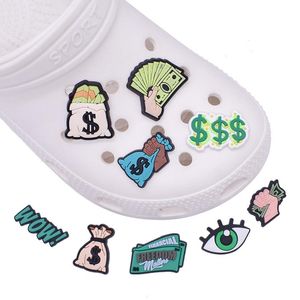 Anime US Dollar Money Charms Wholesale Enfance Memories Funny Gift Cartoon Charmes Accessoires de chaussures PVC Décoration Boucle Soft Rubber Clog Charmes