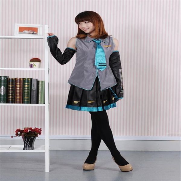 Anime Vocaloid Hatsune Miku Cosplay Costume Halloween Femmes Filles Robe Ensemble Complet Uniforme et De Nombreux Accessoires177r