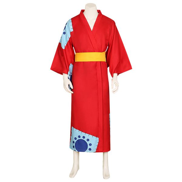 Anime Wano Country Monkey D Luffy Cosplay Costume Kimono Halloween Outfit