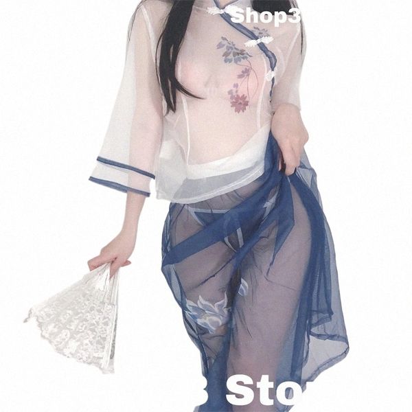 Anime Femmes Maid tenue lolita cosplay mignon costume érotique sexy lg Perspective de manche uniforme avr dr