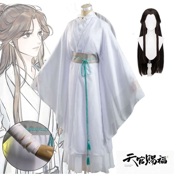 Anime Xie Lian Cosplay Costume Tian Guan Ci Fu Xielian Cosplay blanc Han Fu vêtements perruque Costume Halloween Costumes pour femmes Mencosplay