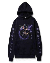 Anime Yuyu Hakusho Hoodie Hiei Gedrukte hoodies Hapleed Sweatshirts Hip Hop Streetwear Tops Casual Y2207029110433
