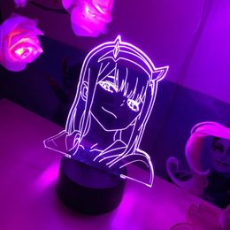 Anime Zero Two Figure 3d lampe veilleuse enfants enfant filles chambre décor lumière Manga cadeau veilleuse lampe Darling In The Franxx 20223q