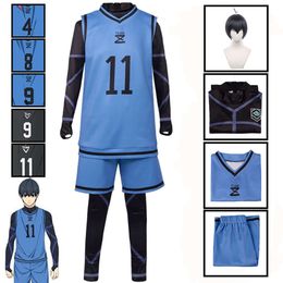 ANIMECC BLUELOCK Isagi Yoichi Cosplay Costume Chigiri Hyoma Jersey Onesie Costume Anime Vêtements Bleu Sportswear Sport Wear Maillots cosplay
