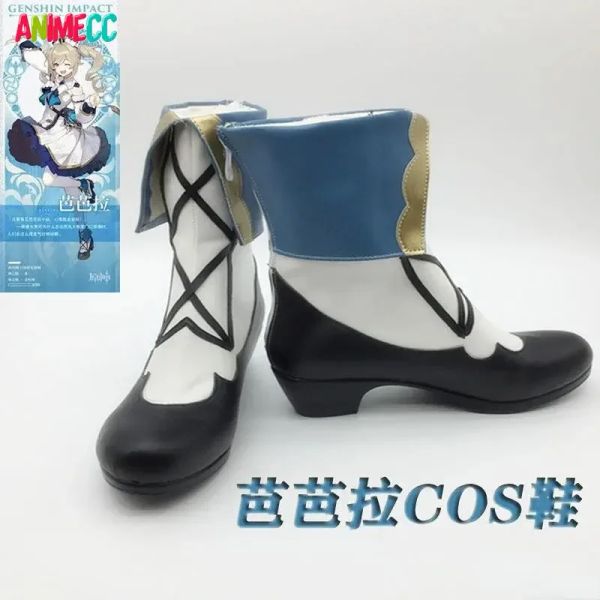 Animecc jeu genshin impact barbara cosplay chaussures bottes femmes filles halloween accessoire accepter la personnalisation
