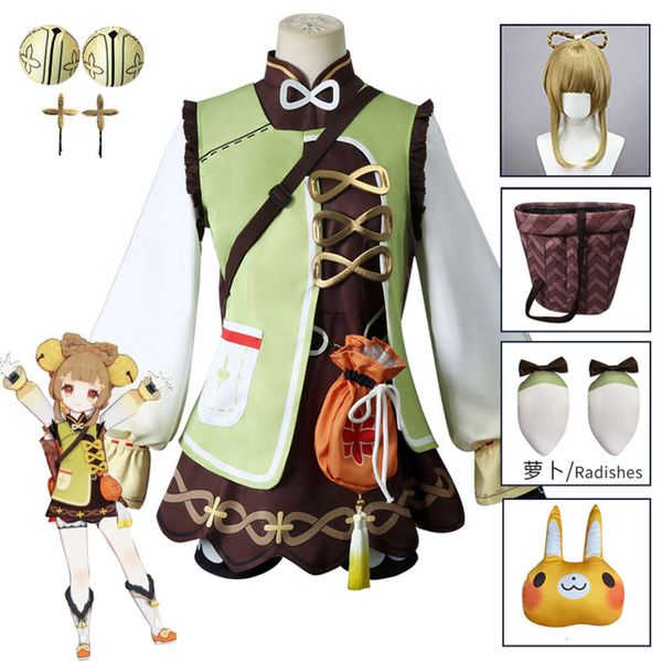 ANIMECC Genshin Impact Yaoyao Cosplay disfraz peluca bolsa niños Lolita vestido adulto encantador uniforme Halloween carnaval para mujeres niñas cosplay