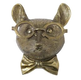 Tête animée bronzé staute animal décor de maison avec verres suspendus mures ours de souris de souris