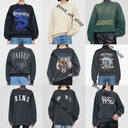 Anines Bing Sudadera Nuevo Nicho Diseñador Sudadera Jersey Casual Moda Carta Estampado vintage Cuello redondo Algodón Tendencia Suelta Versátil Annie Sudaderas con capucha Tops 582