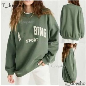 Anines Femmes Sweatshirts Sweatshirts Bings Sweat-shirt de créateur de mode Coton Coton Style Hot Letter Hot Broidered Round Nou Femmes Green Femmes Loose Pullo 173