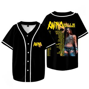 Anitta Baile Funk Experience Tour 2024 Korte mouw T-shirt Baseball Jersey Streetwear Hip Hop Baseball Uniform Casual Tracksuit