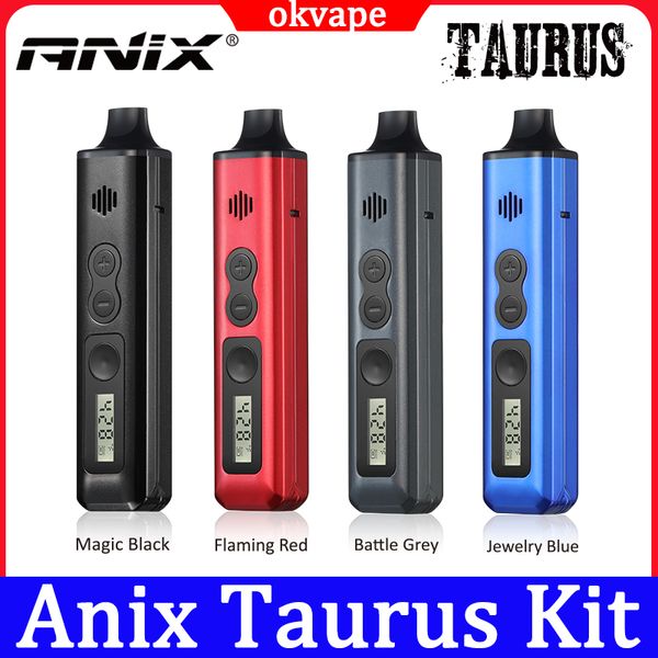 Kits de cigarrillos electrónicos ANIX Taurus 1300mAh 10C Batería de descarga 0,91'Pantalla LCD Kit de vaporizador de hierba seca de tabaco de cerámica pura Vape Pen